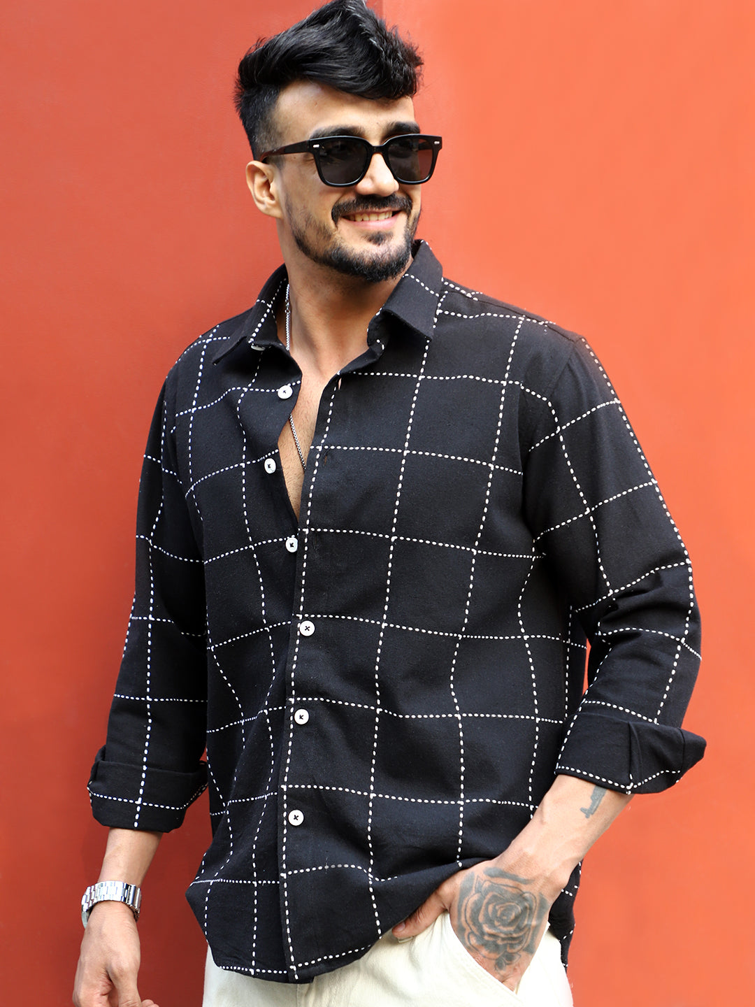 Skywave Black Check Full Sleeve Shirt