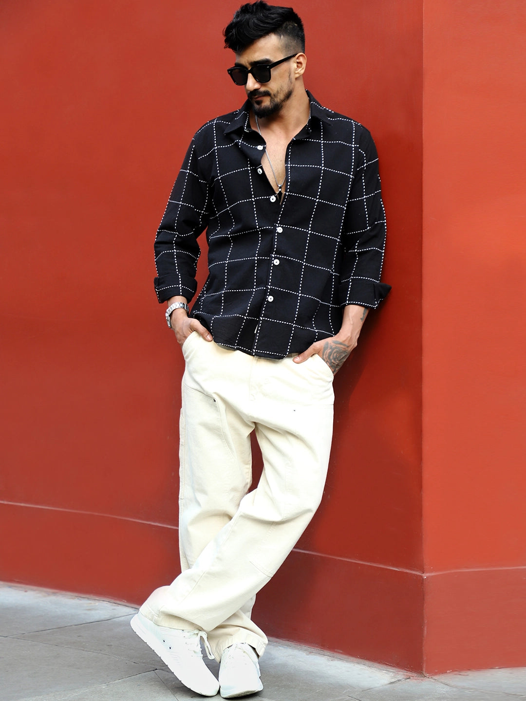 Skywave Black Check Shirt – Bold Patterns, Classic Fit