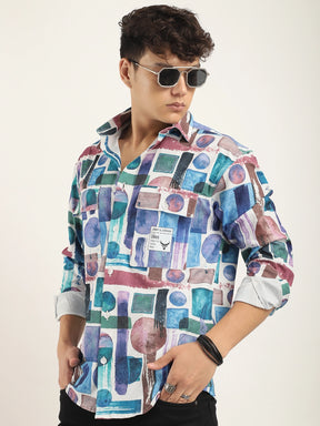 Multicolor Popcorn Lycra Print Shirt