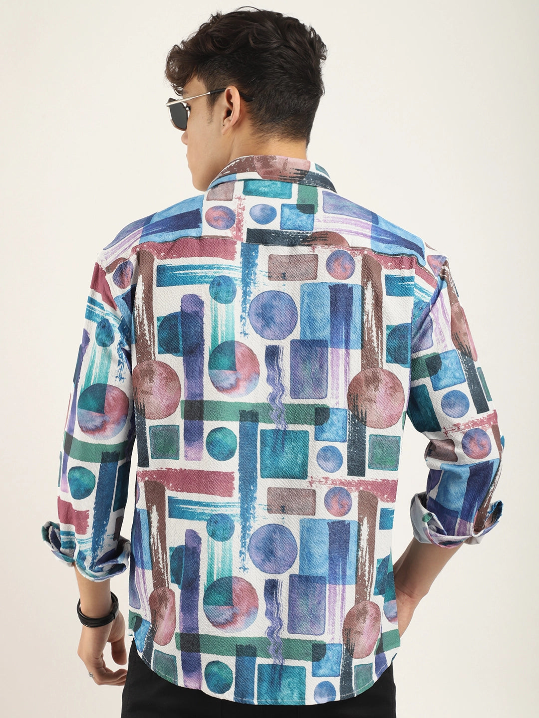 Multicolor Popcorn Lycra Print Shirt