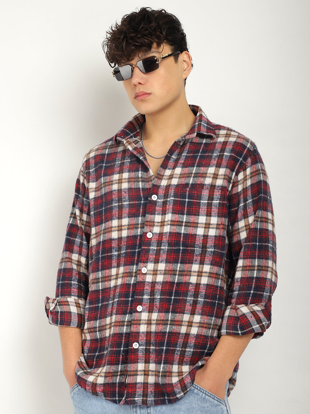 Urban Twill Navy & Red Flannel Check Shirt