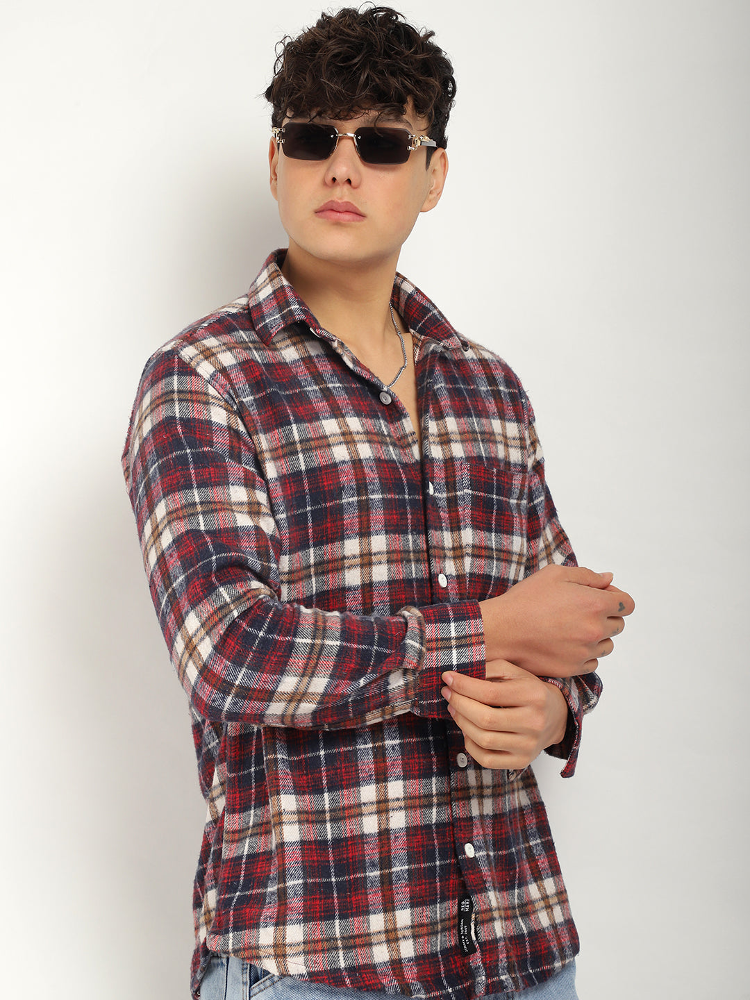 Urban Twill Navy & Red Flannel Check Shirt