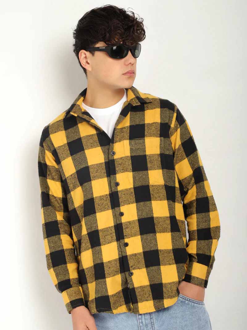 Storm Twill Black & Yellow Flannel Check Shirt