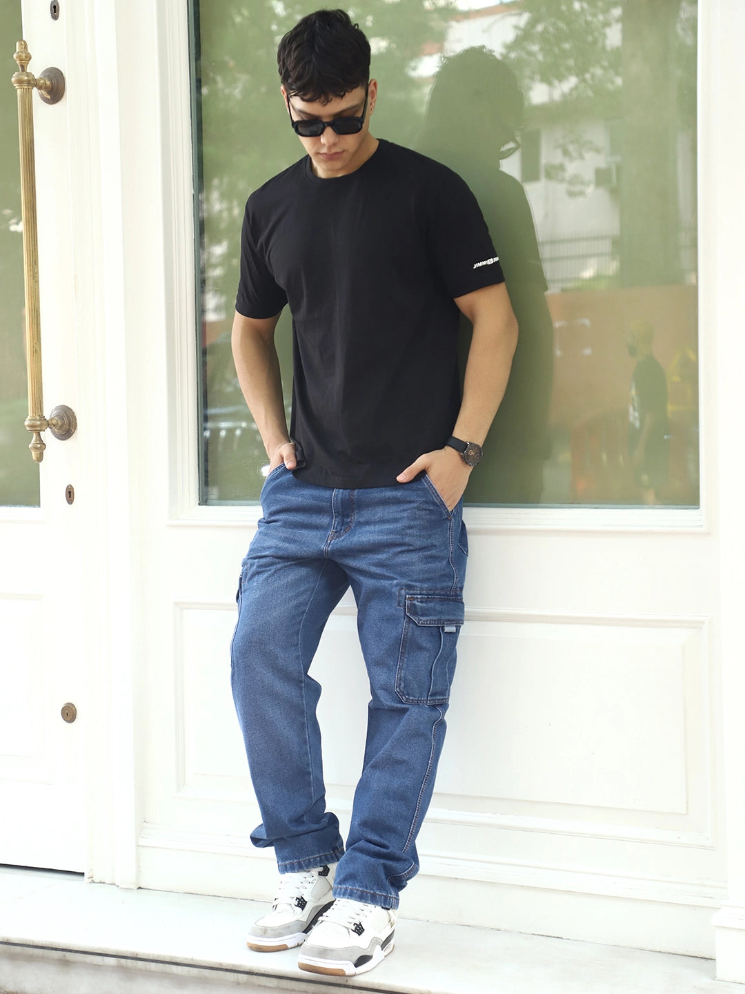 Vireon Blue Baggy Fit Denim Cargo