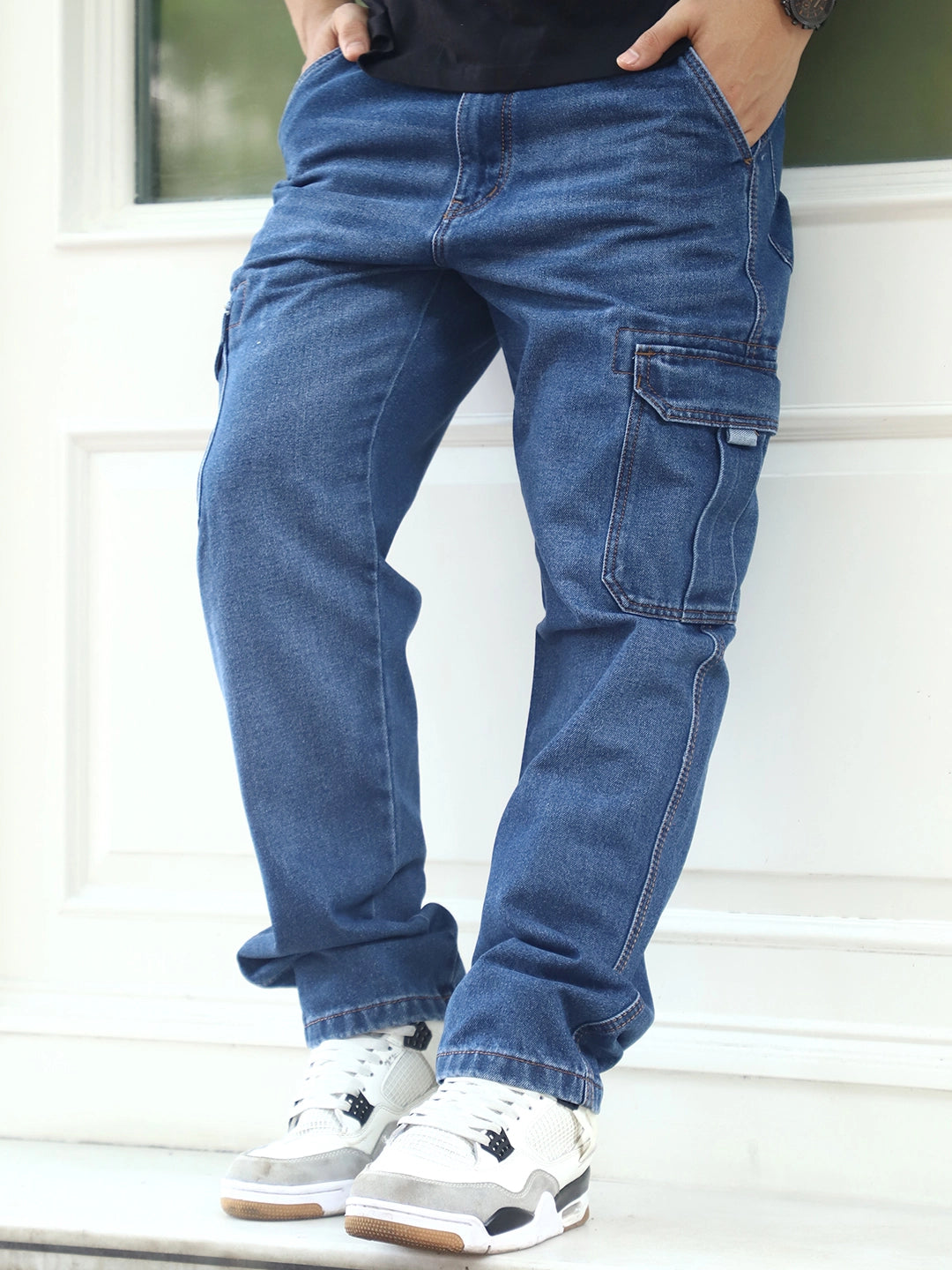 Vireon Blue Baggy Fit Denim Cargo