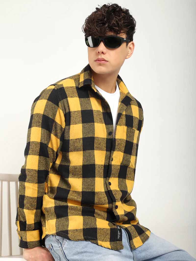 Storm Twill Black & Yellow Flannel Check Shirt