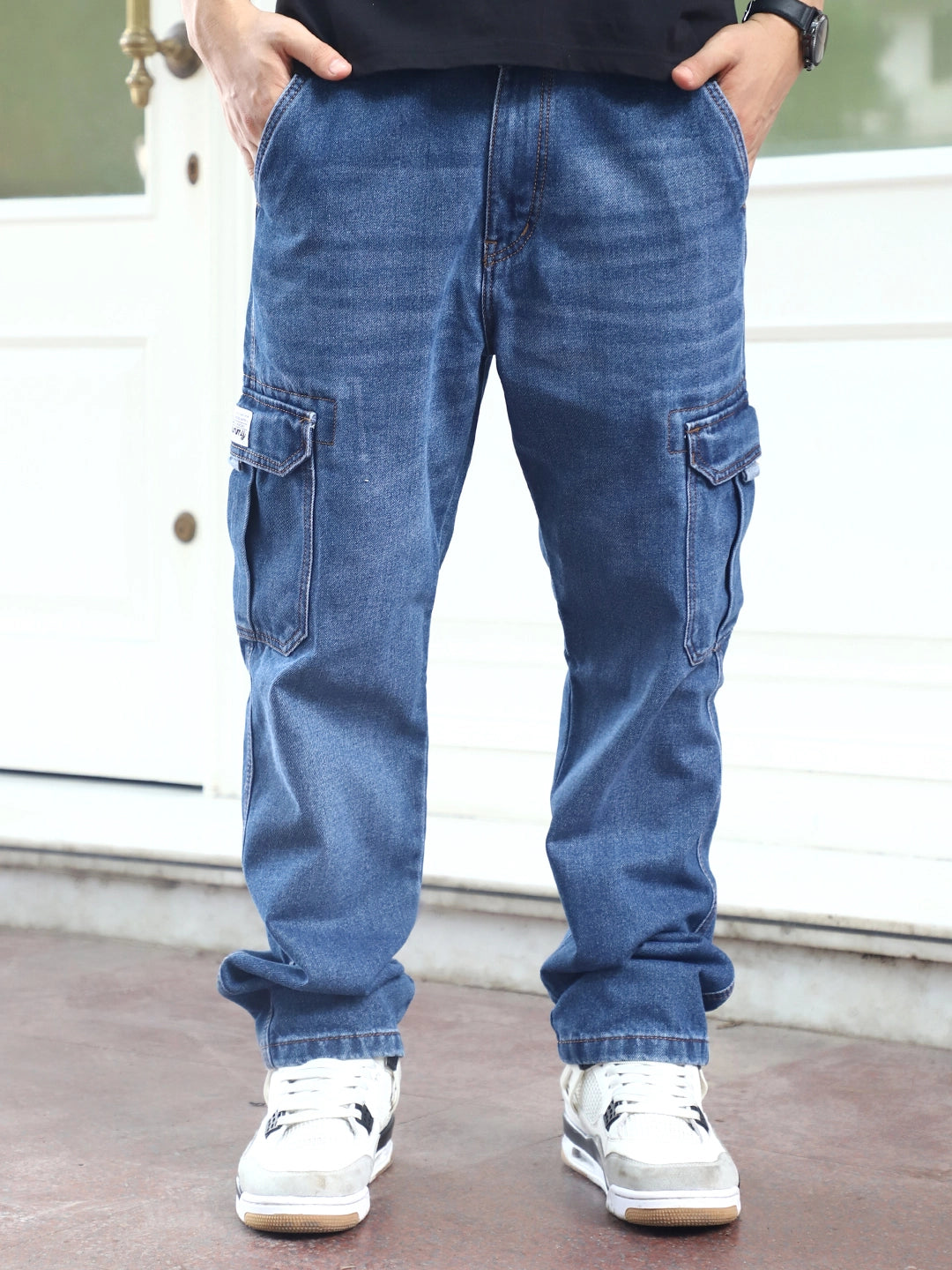 Vireon Blue Baggy Fit Denim Cargo