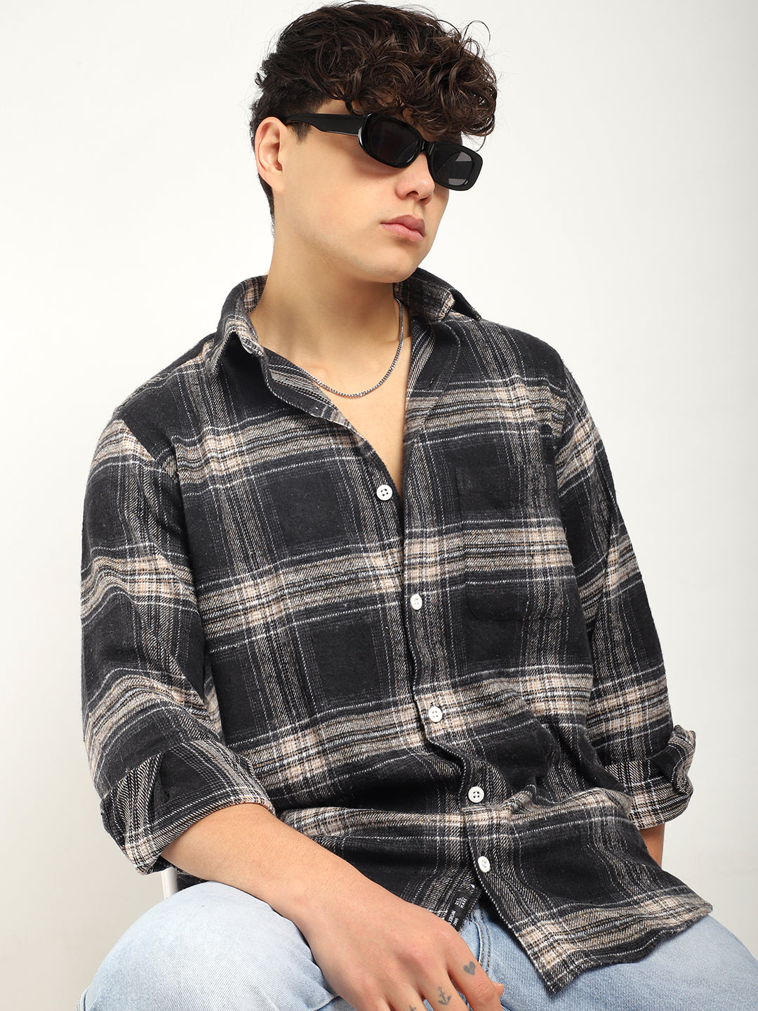 Storm Twill Black & Fom Flannel Check Shirt