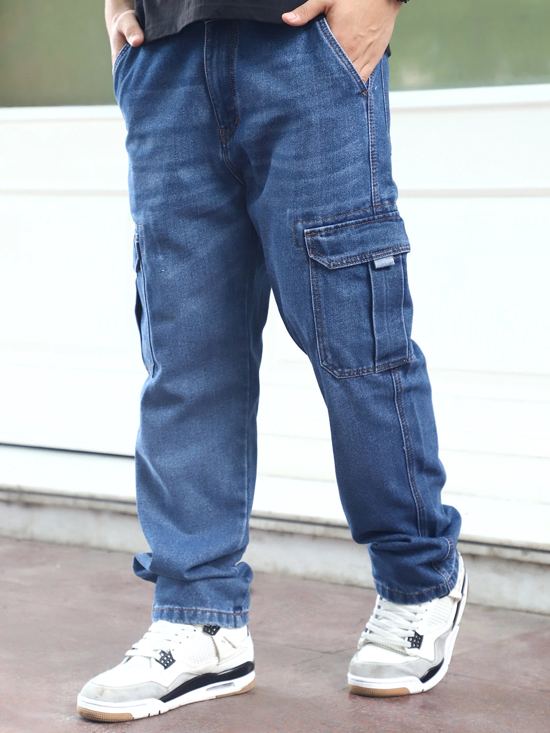 Vireon Blue Baggy Fit Denim Cargo