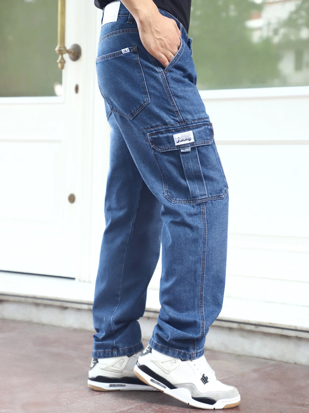 Vireon Blue Baggy Fit Denim Cargo