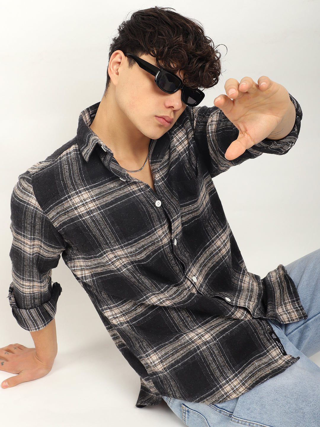 Storm Twill Black & Fom Flannel Check Shirt