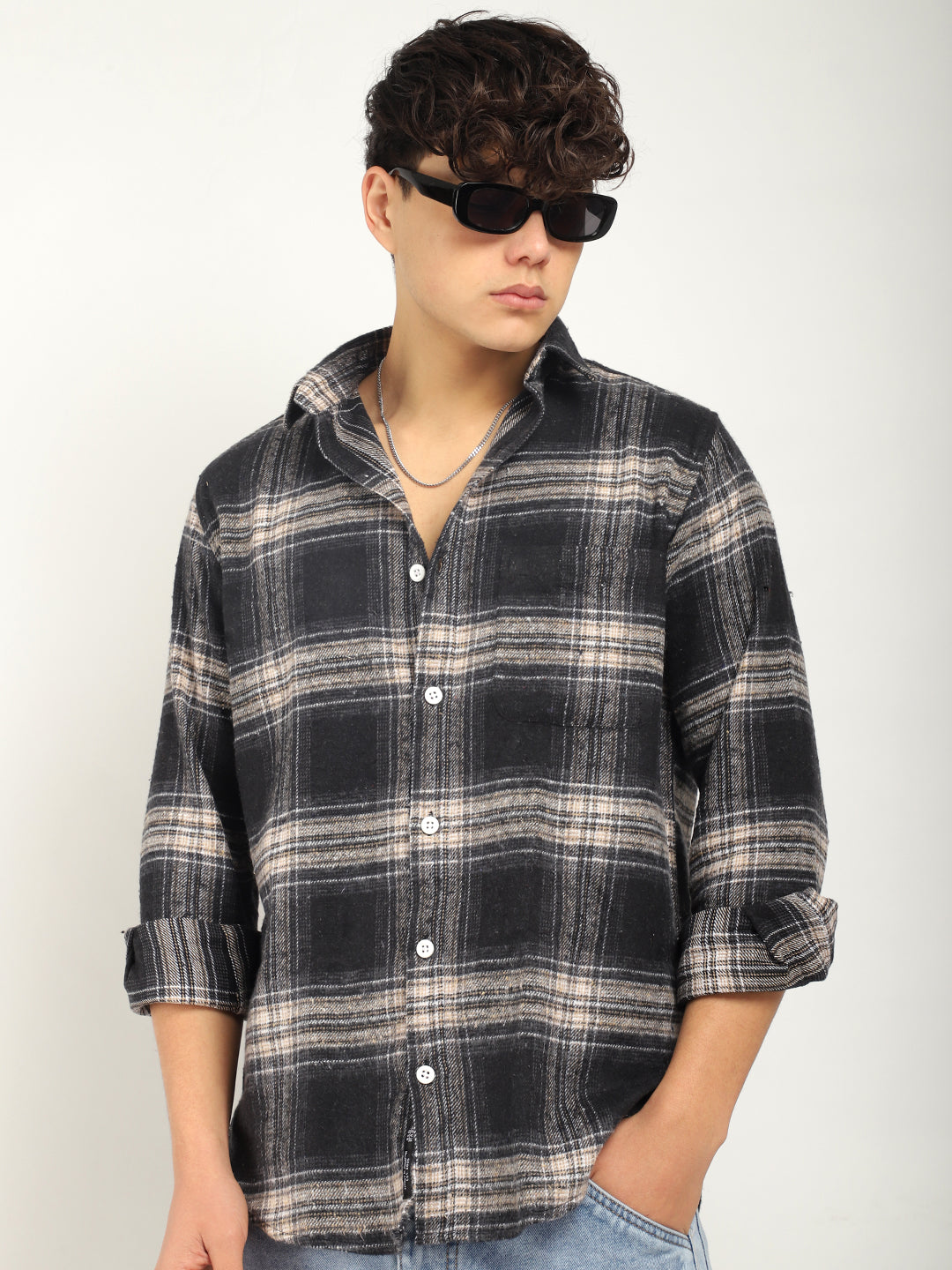 Storm Twill Black & Fom Flannel Check Shirt