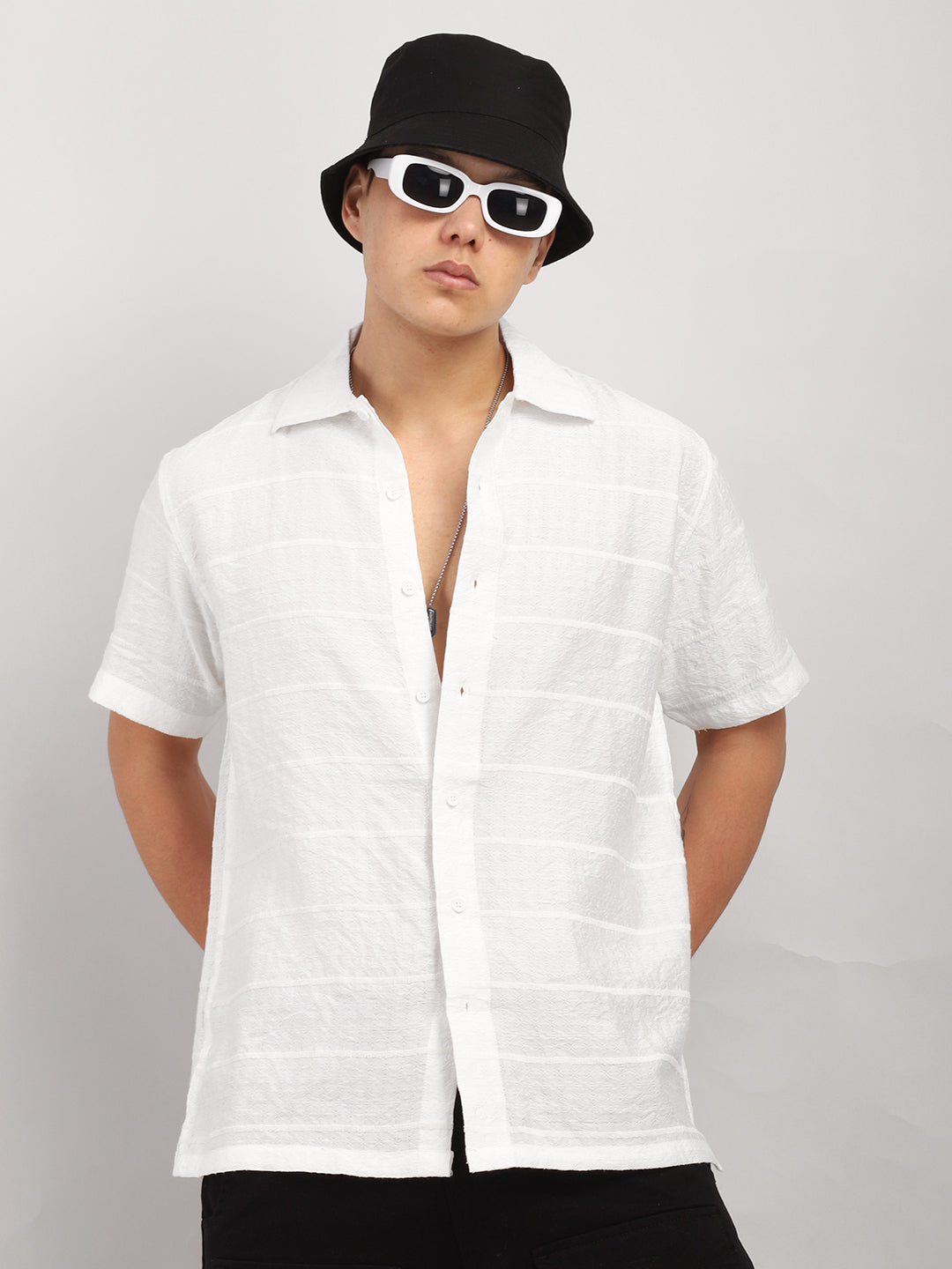 Shirtolo White Plain Half Sleeve Shirt