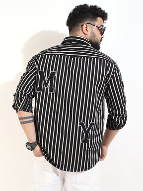 Black Twill Fabric Stripe Shirt