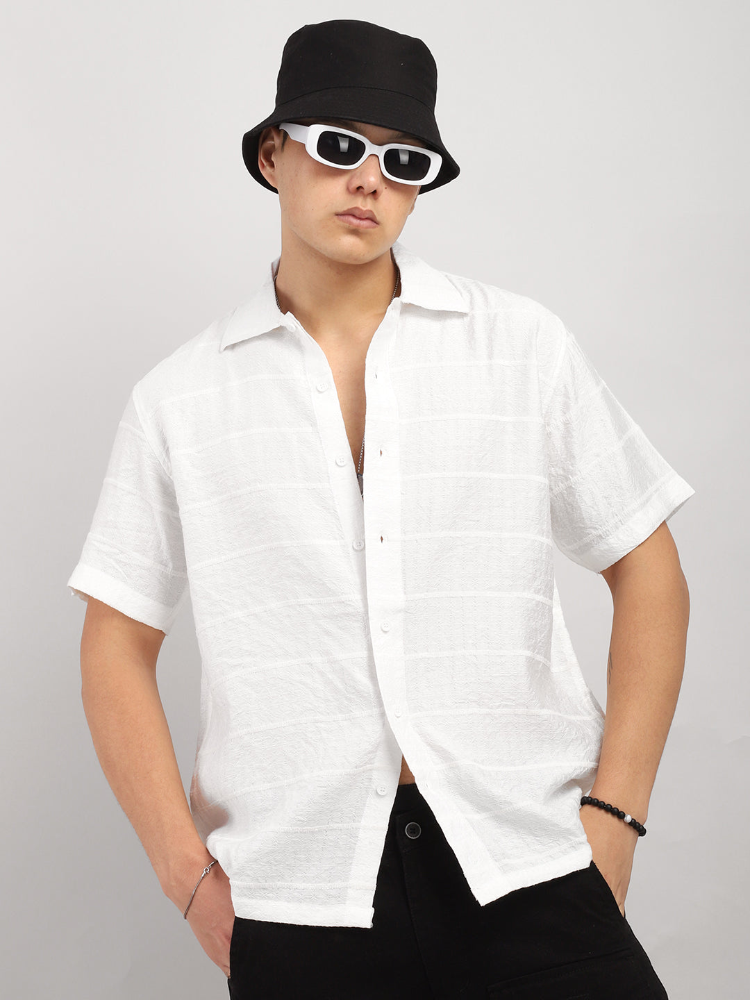 Shirtolo White Plain Half Sleeve Shirt