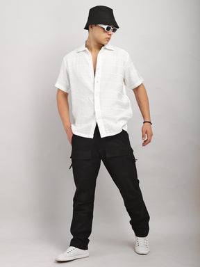 Shirtolo White Plain Half Sleeve Shirt