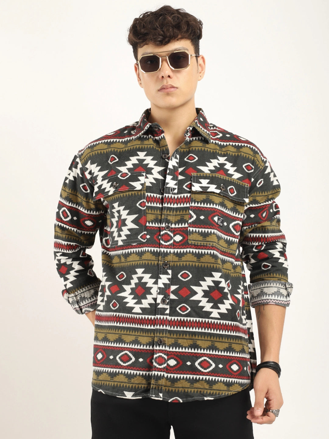 Red COD Jacquard Print Shirt