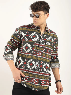 Red COD Jacquard Print Shirt