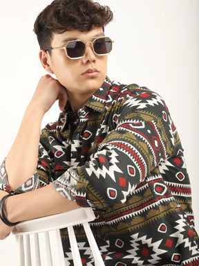 Red COD Jacquard Print Shirt