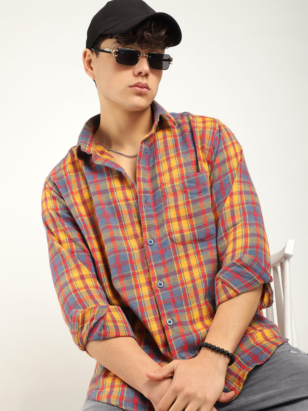 Urban Twill Grey & Mustard Flannel Check Shirt