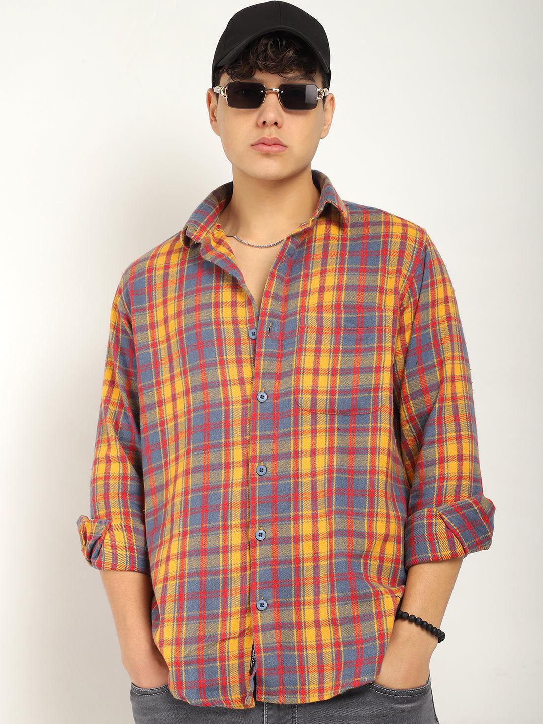 Urban Twill Grey & Mustard Flannel Check Shirt