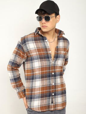 Urban Twill Navy & Brown Flannel Check Shirt