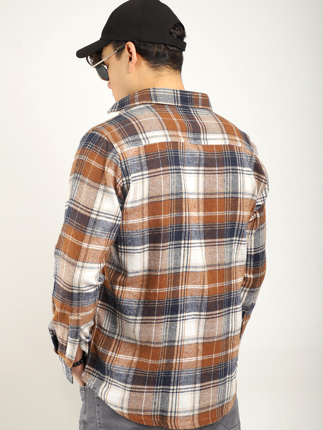 Urban Twill Navy & Brown Flannel Check Shirt