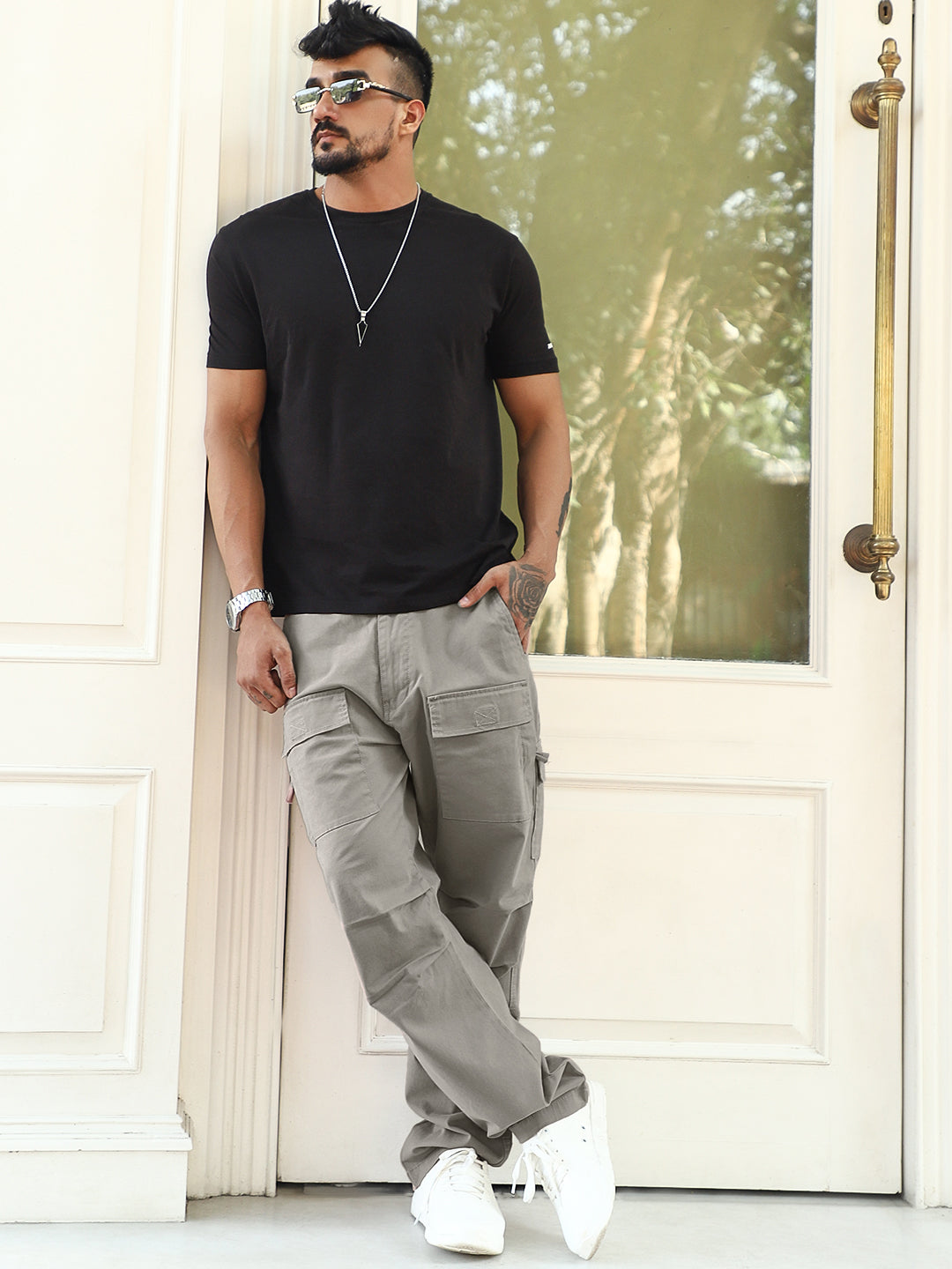 Riverside Stone Grey Cotton Cargo