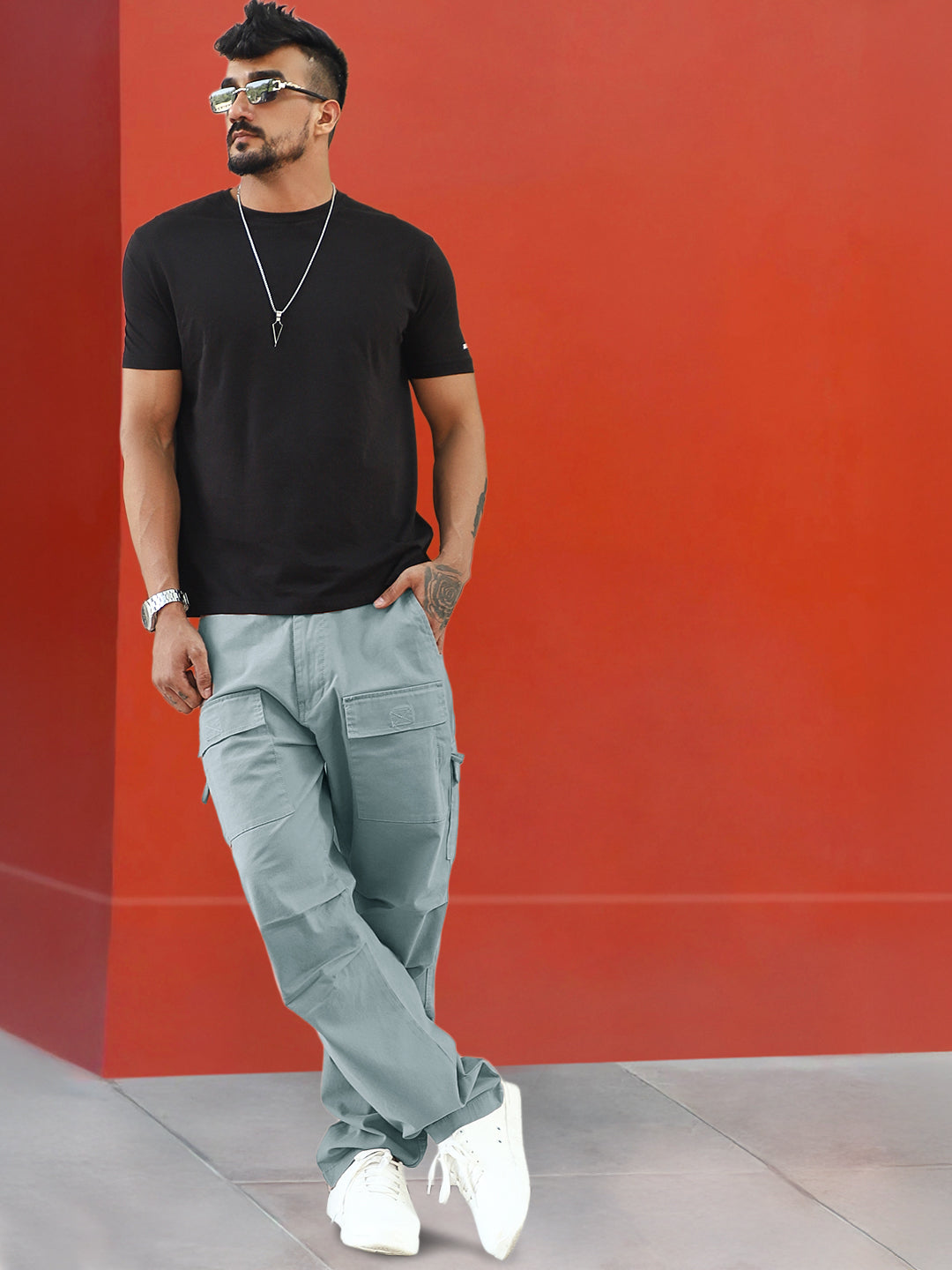 Riverside Chrome Grey Cotton Cargo