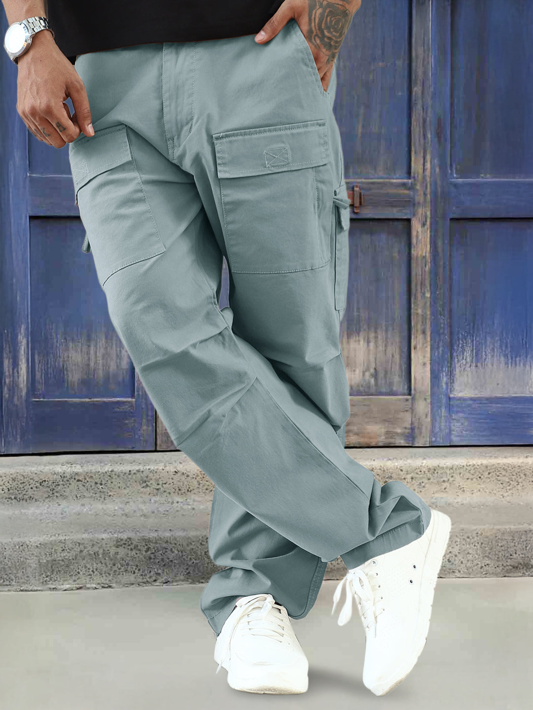 Riverside Chrome Grey Cotton Cargo