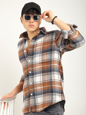 Urban Twill Navy & Brown Flannel Check Shirt