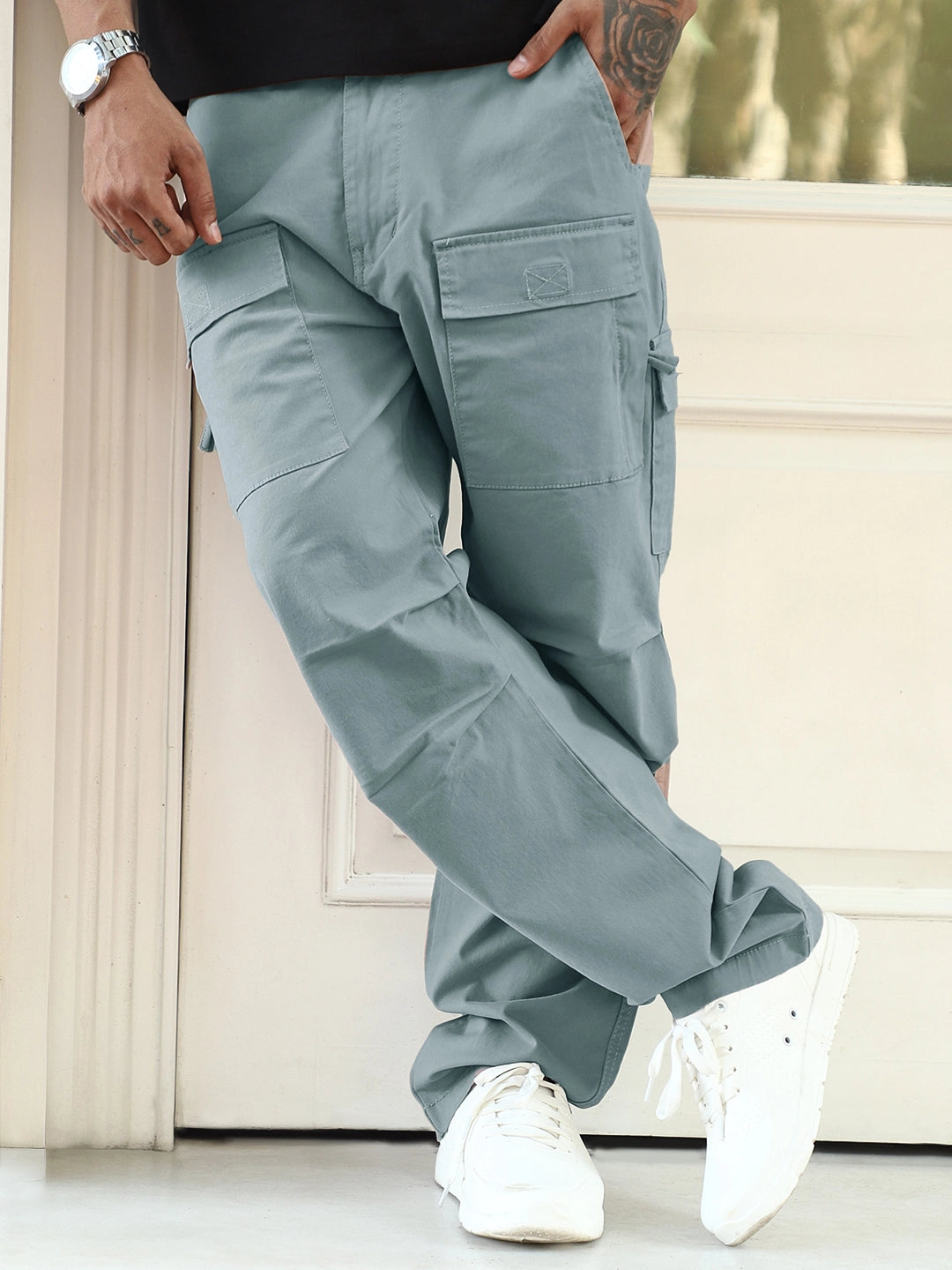 Riverside Chrome Grey Cotton Cargo