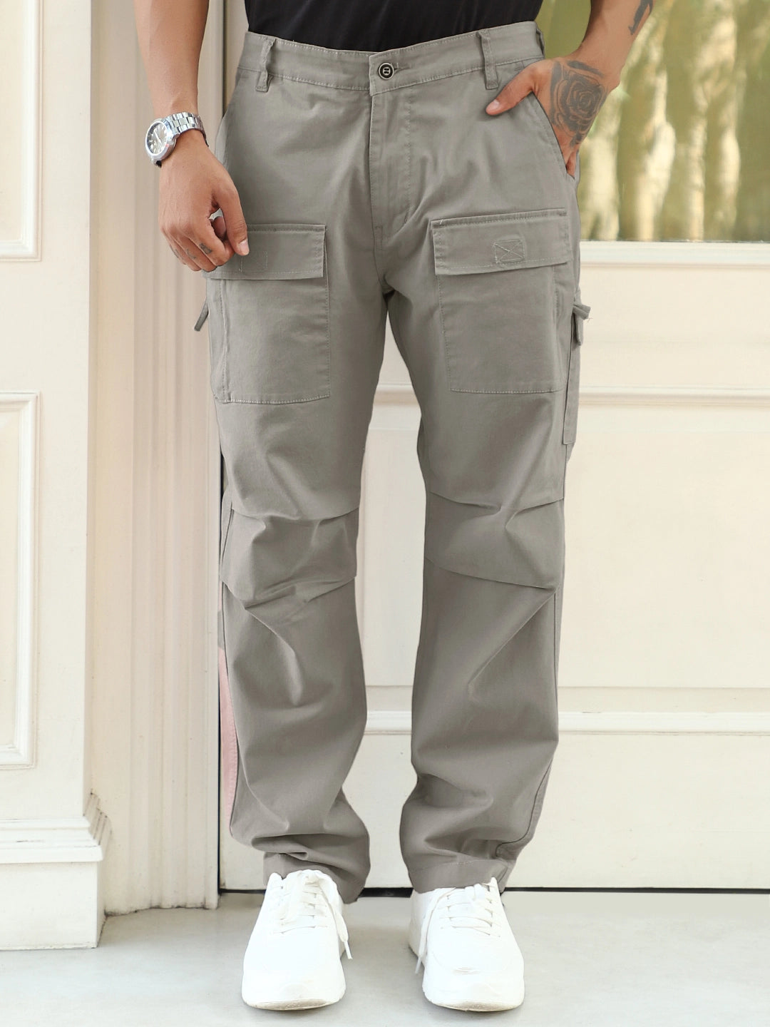 Riverside Stone Grey Cotton Cargo