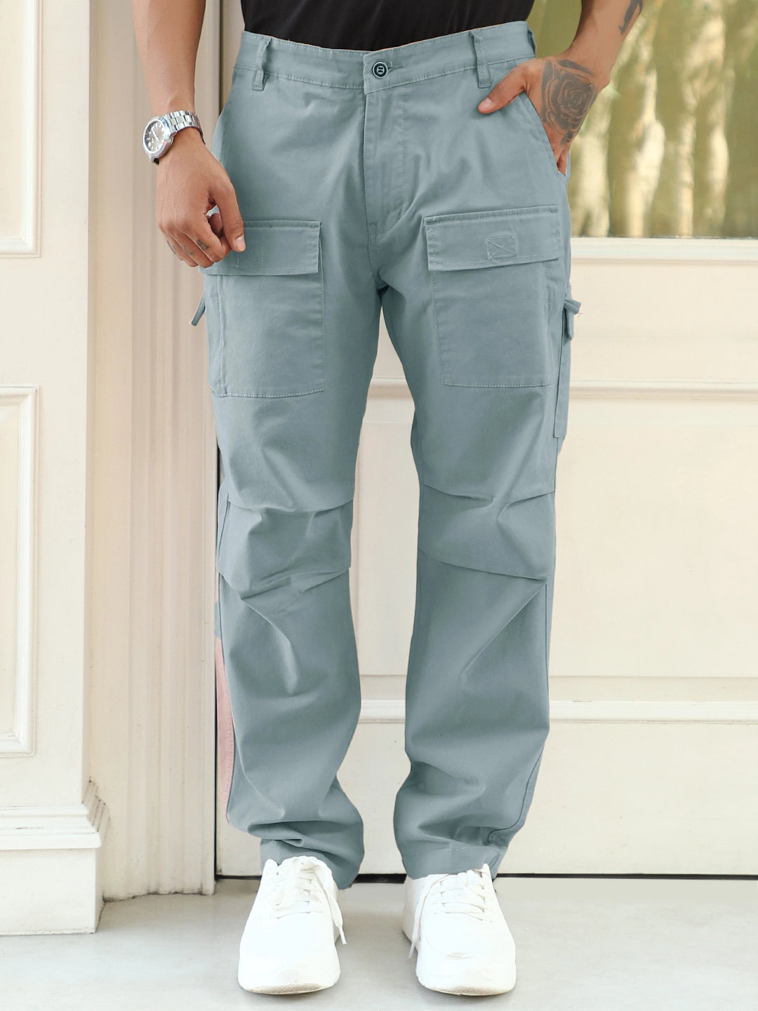 Riverside Chrome Grey Cotton Cargo