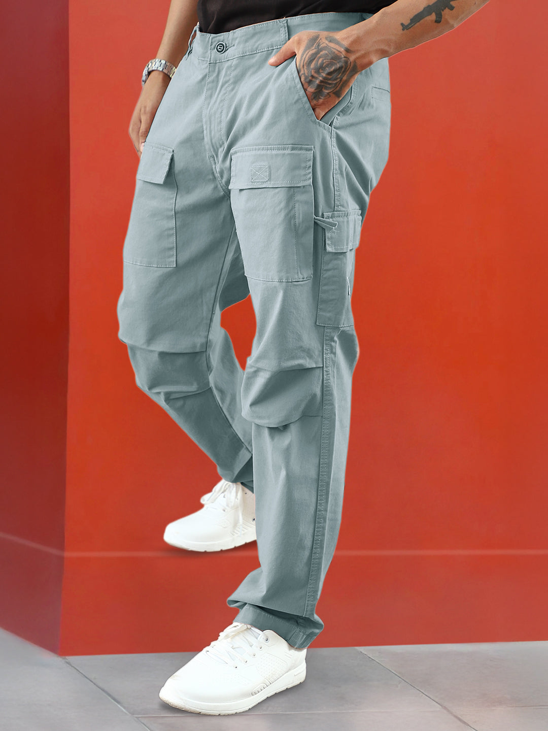 Riverside Chrome Grey Cotton Cargo 30