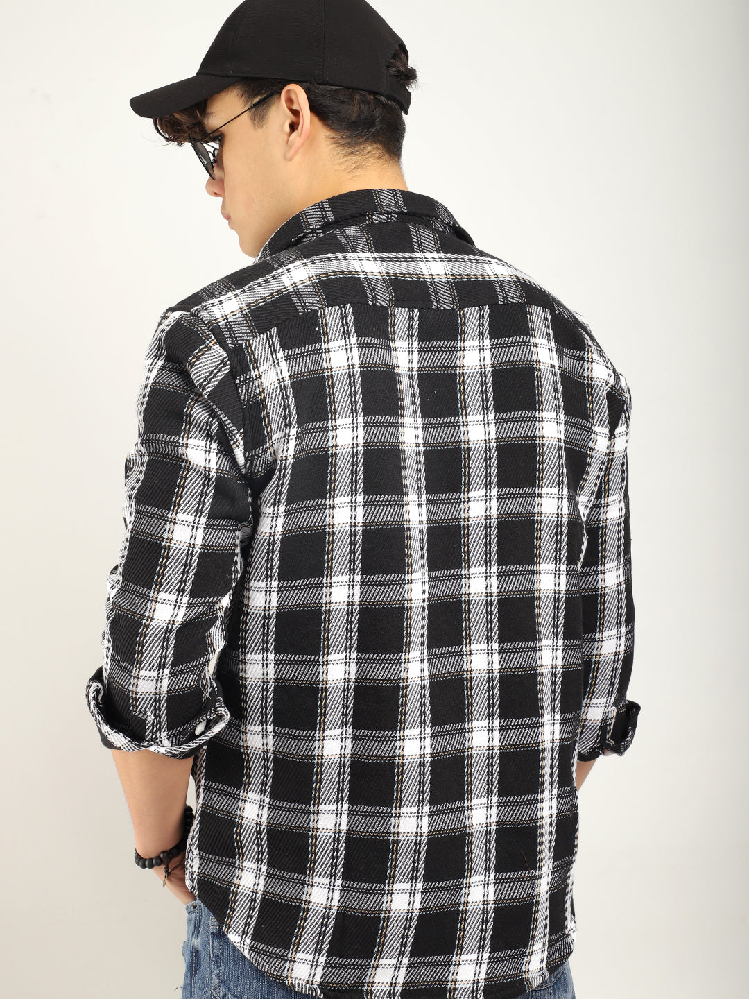 Street Wear Black & White Check Full Sleeve Shirt