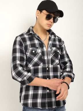 Street Wear Black & White Check Full Sleeve Shirt