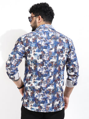 Blue Digital Print Shirt