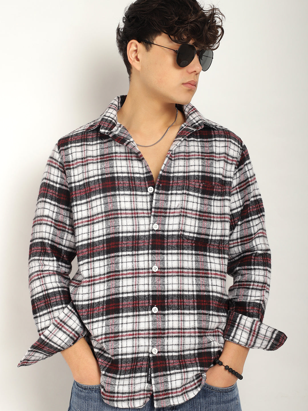 Storm Twill Black & Wine Flannel Check Shirt