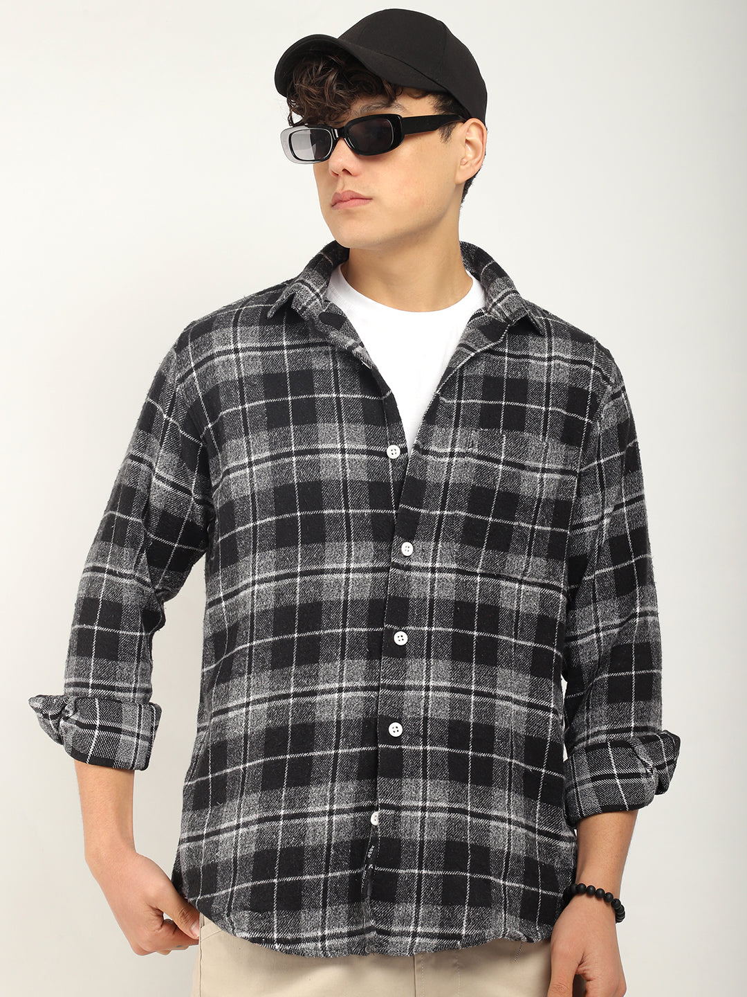 Urban Twill Black & Grey Flannel Check Shirt