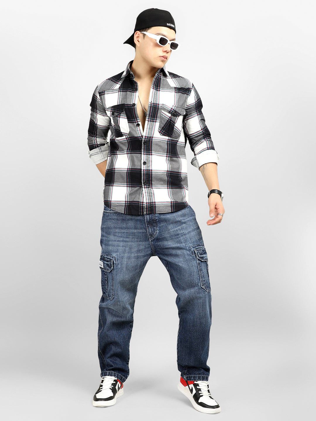 Caventor Blue Baggy Fit Denim Cargo