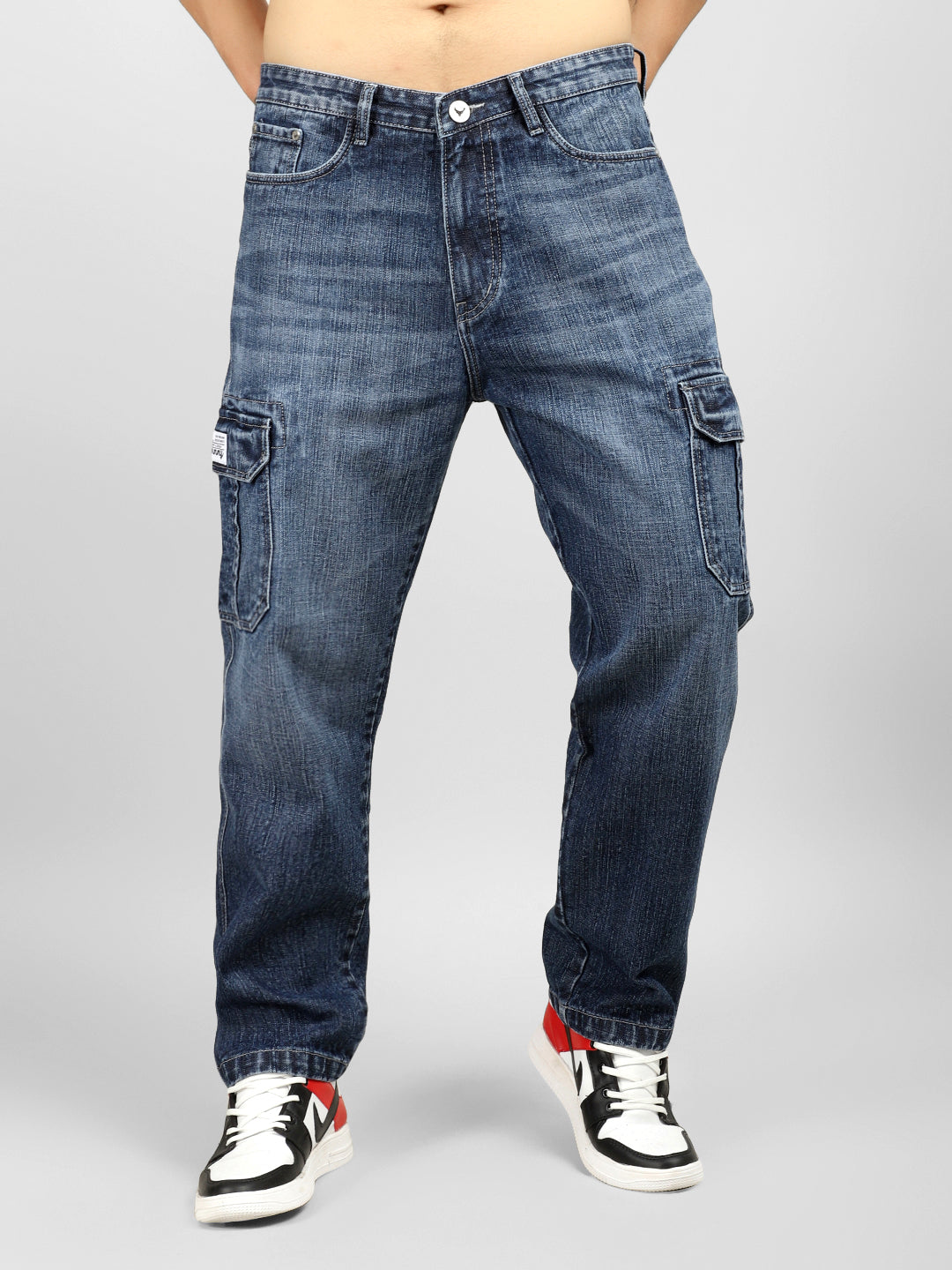 Caventor Blue Baggy Fit Denim Cargo