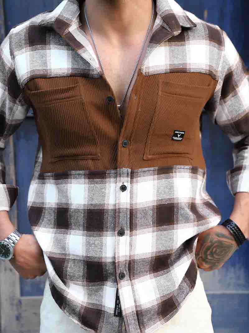 Thunderbird  Mocha Brown Check Full Sleeve Shirt