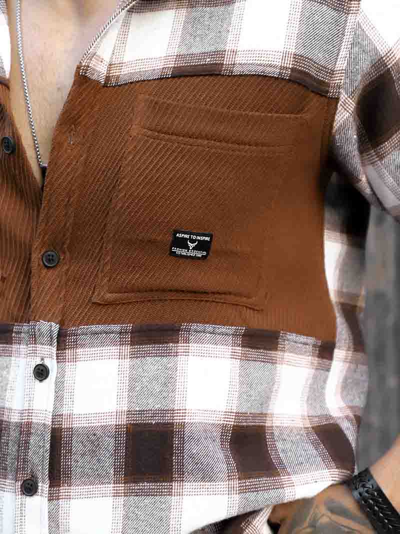 Thunderbird  Mocha Brown Check Full Sleeve Shirt