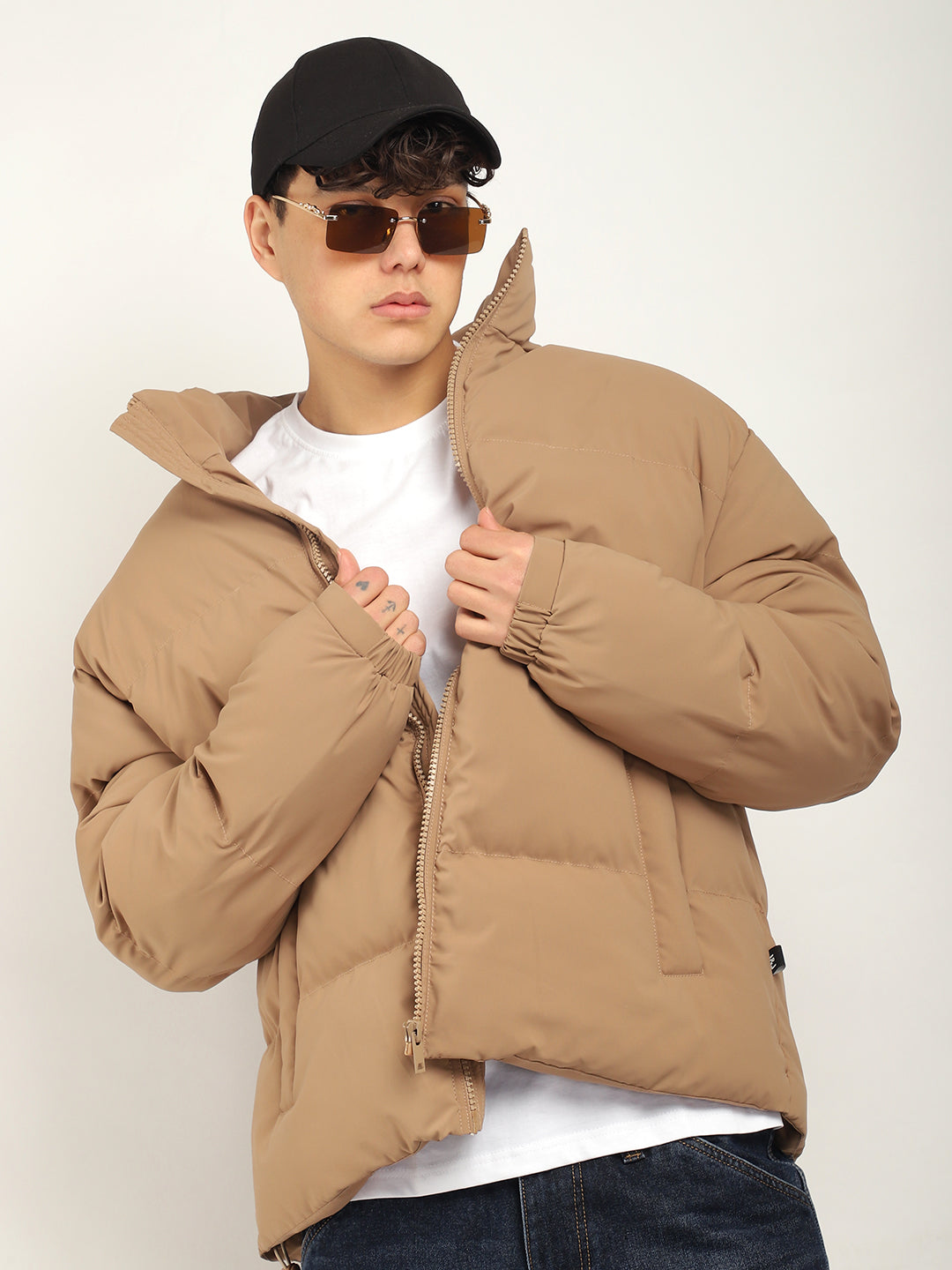 Urban Street Camel Brown Oversized Puffer Jacket