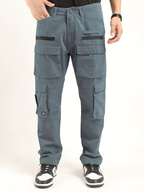 Crime Sky Blue Multi Pocket Cargo