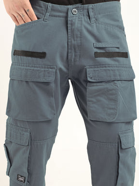 Crime Sky Blue Multi Pocket Cargo