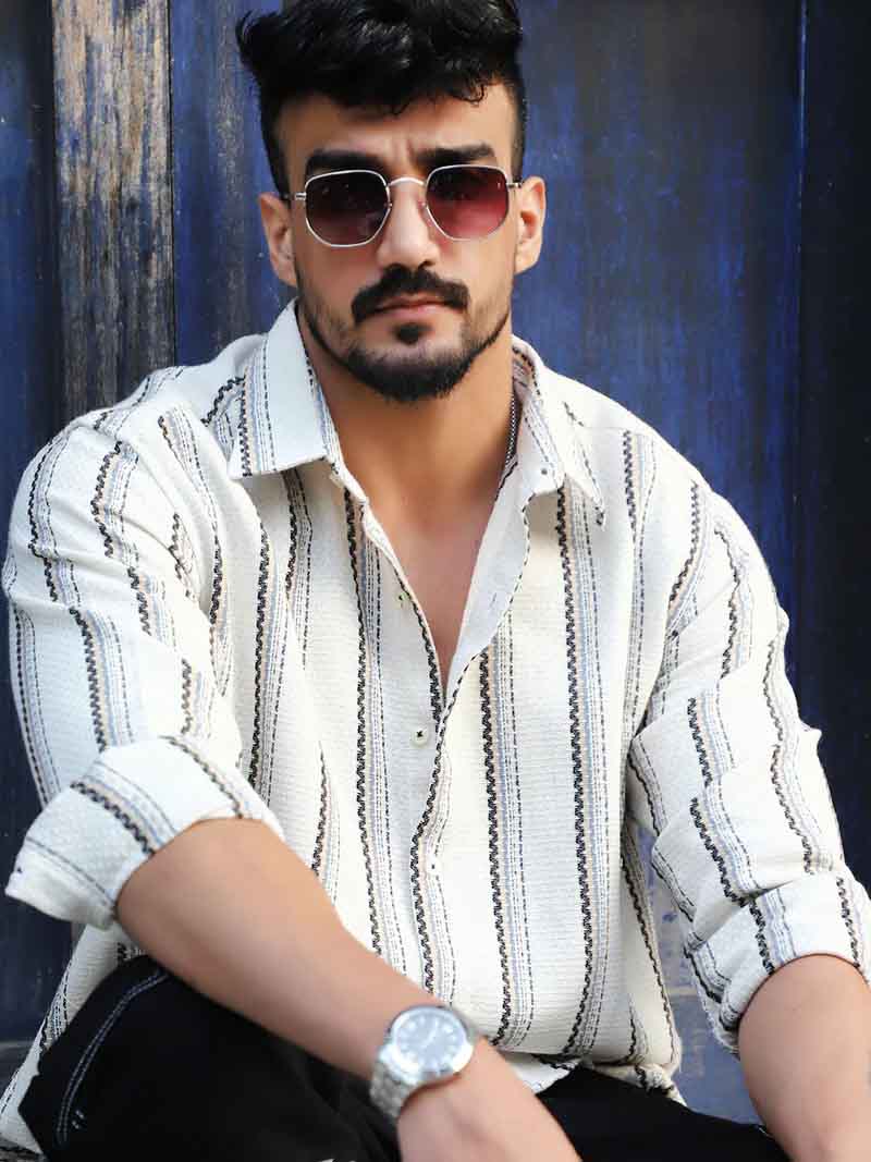 Miura Mood Cream Stripe Full Sleeve Shirt