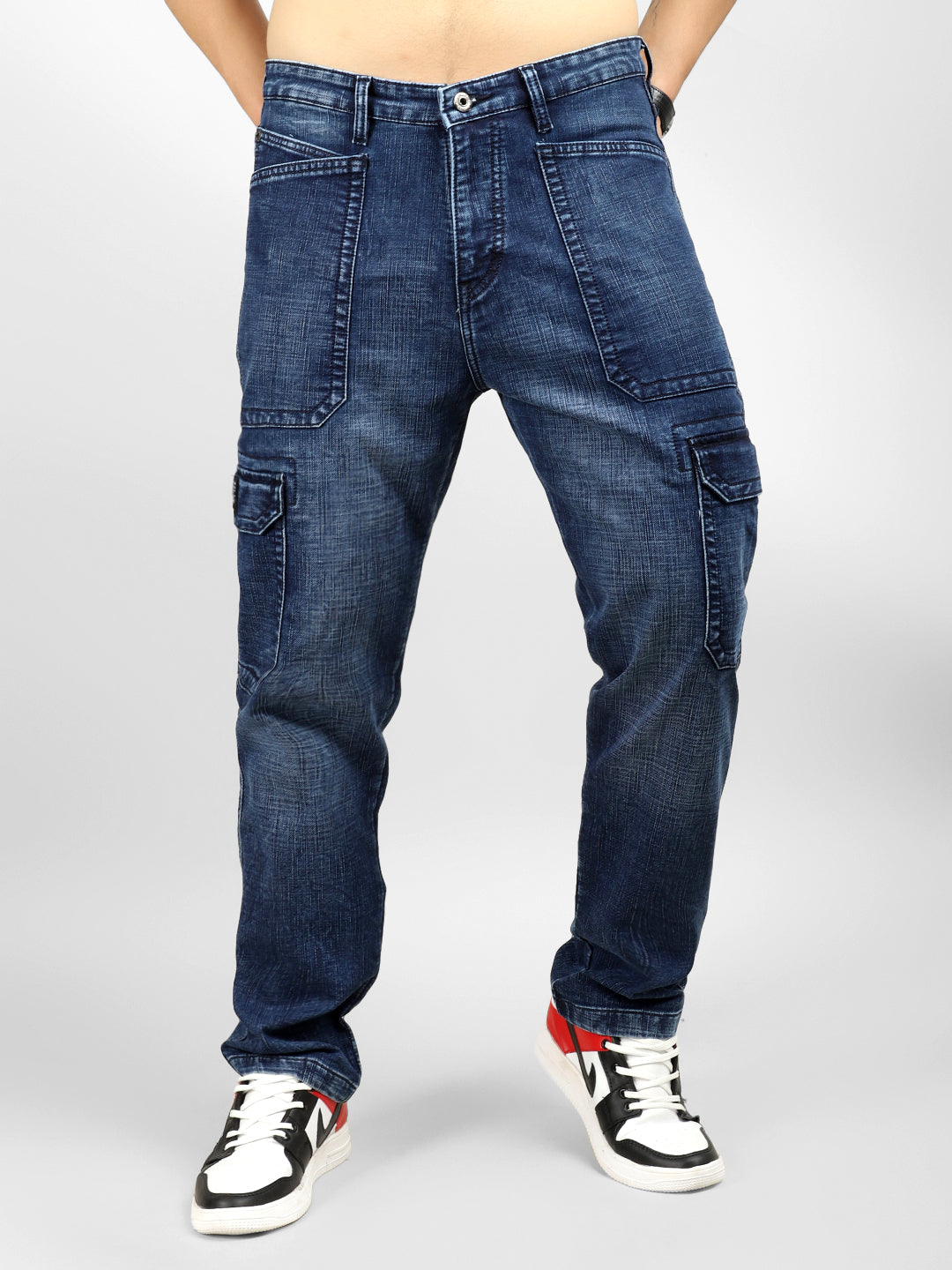 Fighter Dark Blue Baggy Fit Denim Cargo