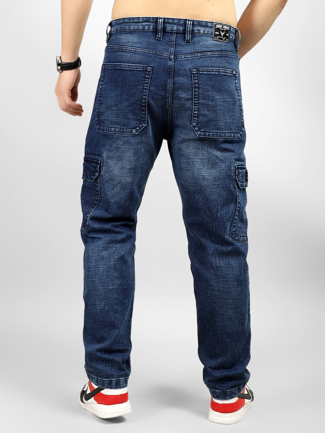 Fighter Dark Blue Baggy Fit Denim Cargo